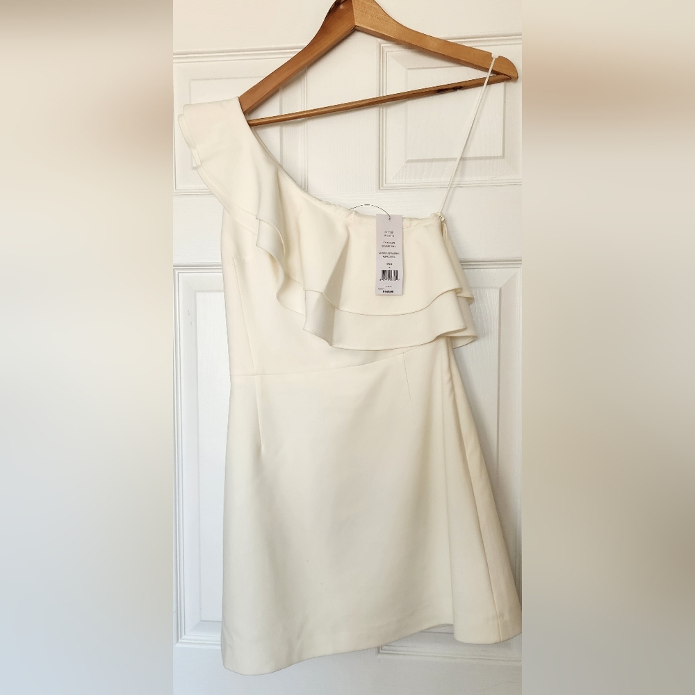 French Connection Cream One-Shoulder Dress